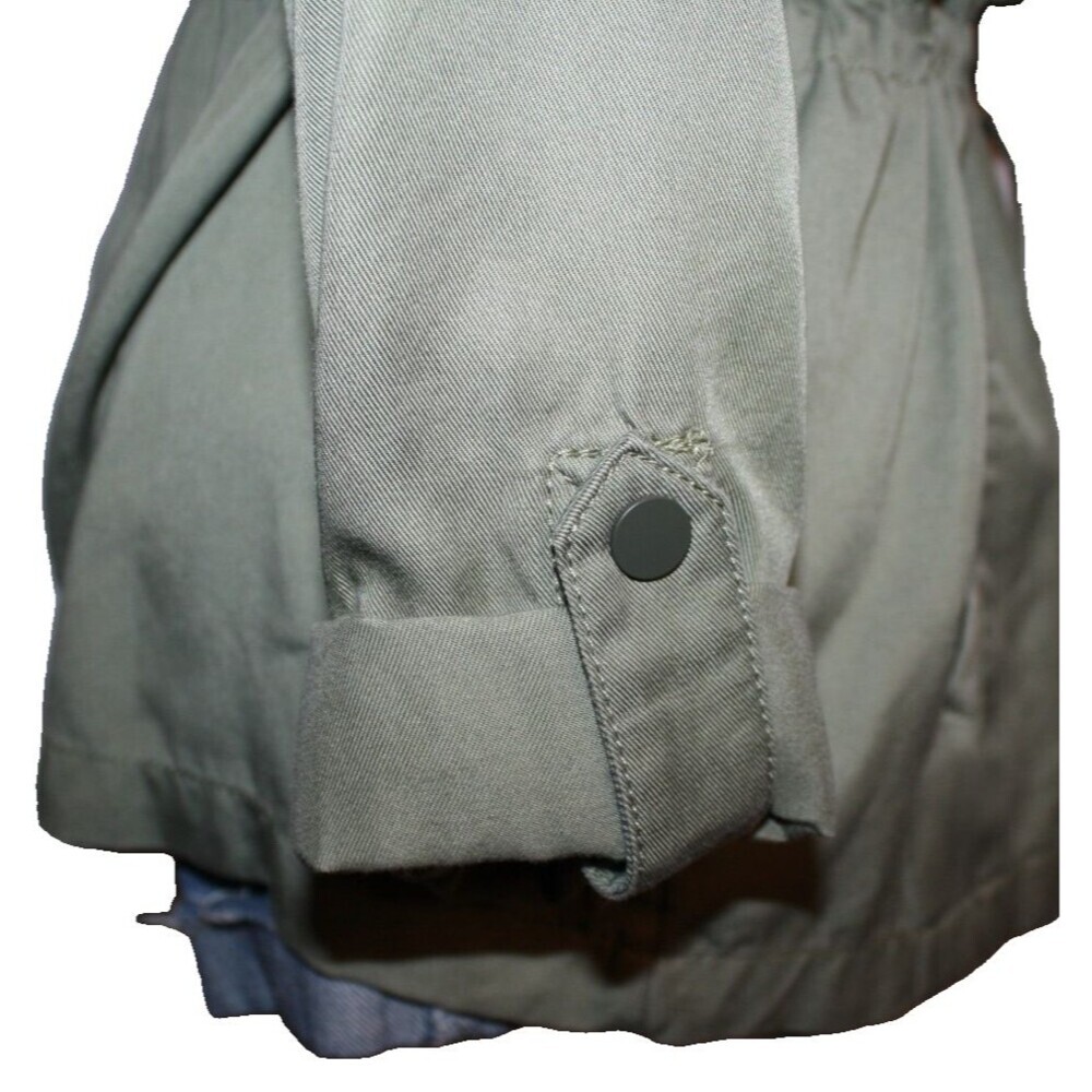 Ann Taylor LOFT Army Green Military Style Jacket Size Medium Cinch waist Utility - Picture 7 of 11